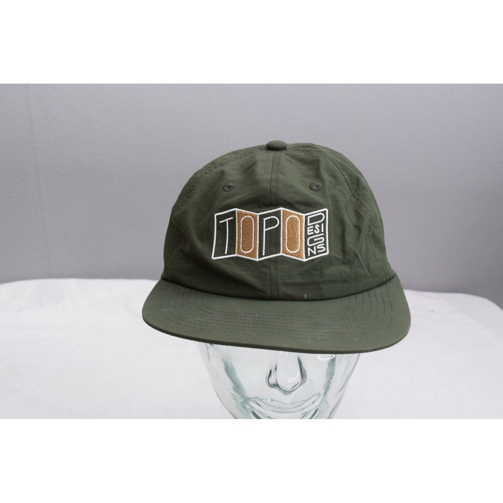Topo Designs Nylon Camp Hat OS Olive Green Embroidered Logo Mens Adjustable Cap